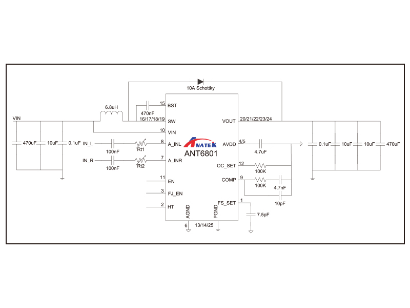 带音频检测高效同步升压芯片_ANT6801_电路图