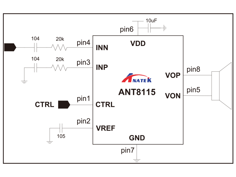 单声道AB/D类双模音频功放_ANT8115_电路图