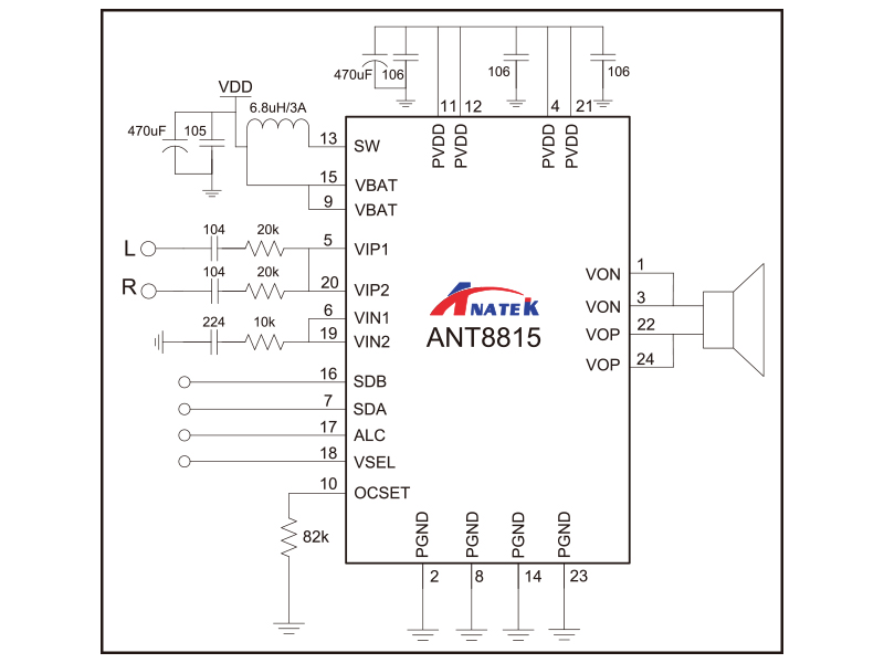 G类单声道音频功放_ANT8815_电路图
